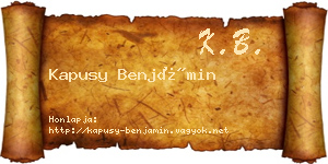 Kapusy Benjámin névjegykártya